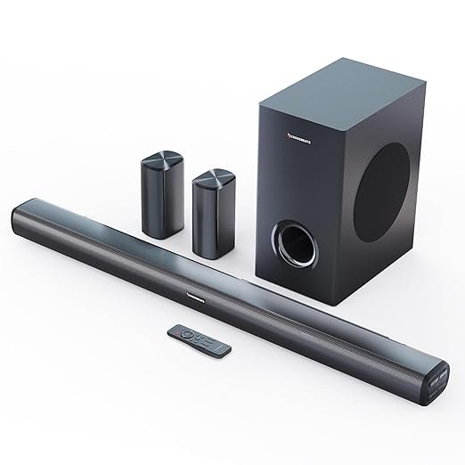 CrossBeats Blaze B1000 5.1 Channel Home Theatre Soundbar System (525W) CrossBeats Blaze B1000 5.1 home theatre soundbar system with subwoofer, satellite speakers and remote control in black