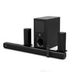 GOVO GoSurround 955 5.1 channel soundbar system with mega subwoofer, satellite speakers and remote control in black