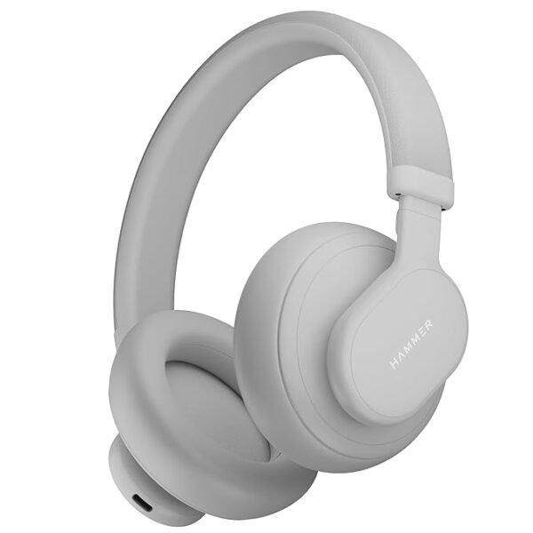 Cool Grey HAMMER Bash Max wireless over-ear Bluetooth headphones with cushioned earcups and a sleek matte design.