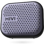 Square-shaped Mivi Roam 2 Bluetooth speaker in a light purple color with a cross-hatch pattern on the grille.