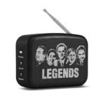 Honeywell Moxie V200 portable speaker in olive green and black, with a cylindrical two-tone design.