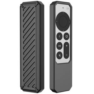a black silicone protective case for the Apple 4K HD TV Siri Remote (2nd Gen).