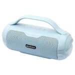 "ZEBRONICS Sound Feast 40 Portable Bluetooth Speaker in light blue with a handle and front mesh speaker design."