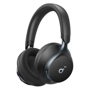Black Soundcore by Anker Space One wireless over-ear headphones with a sleek matte finish and cushioned earcups.